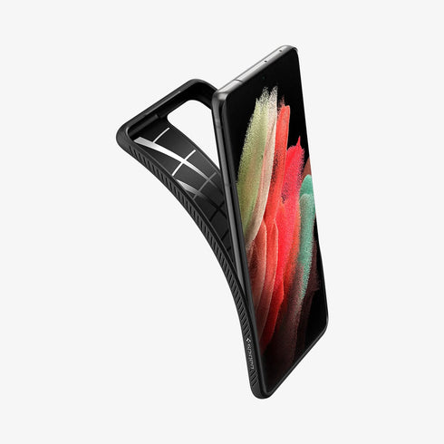 ACS02350 - Galaxy S21 Ultra Liquid Air Case in matte black showing the back